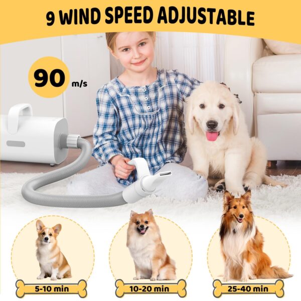 Pet Hair Dryer, 4-in-1 Smart Handle Pet Hair Dryer, 90 Ms High-speed Negative Ion Pet Hair Dryer, Adjustable Wind Speed And Temperature, Suitable For Dogs And Cats - Image 3