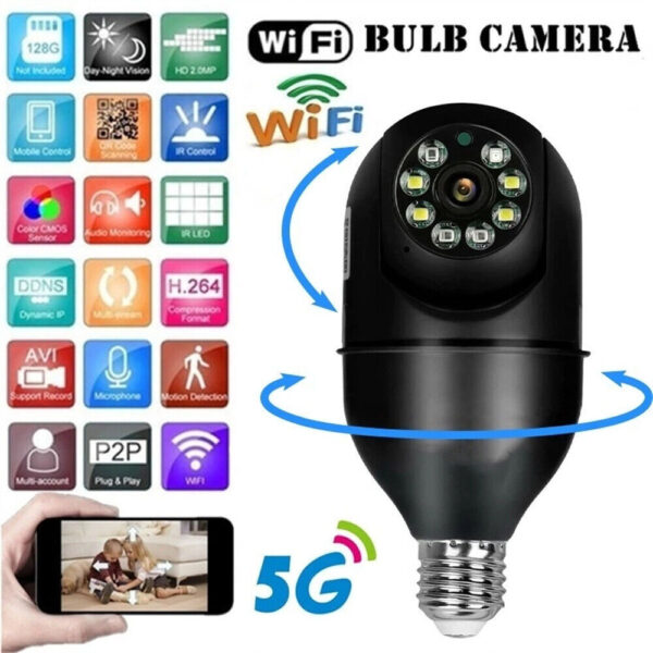 E27 Light Bulb 1080P IP Camera 5G Wi-Fi Night Smart Home Wireless Security - Image 10