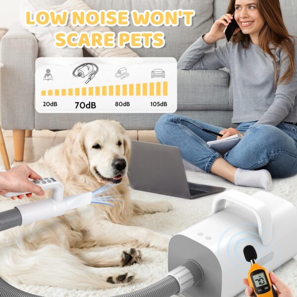 Pet Hair Dryer, 4-in-1 Smart Handle Pet Hair Dryer, 90 Ms High-speed Negative Ion Pet Hair Dryer, Adjustable Wind Speed And Temperature, Suitable For Dogs And Cats - Image 6