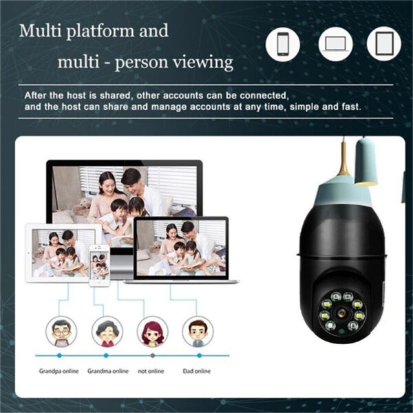 E27 Light Bulb 1080P IP Camera 5G Wi-Fi Night Smart Home Wireless Security - Image 2